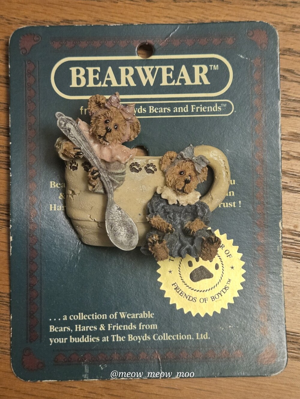 1 Bearwear Boyds Bears & Friends pin brooch tea cup spoon vintage 1995